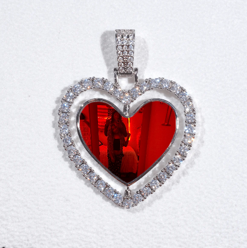 3D Spinning 2-Faced Heart Custom Picture Pendant