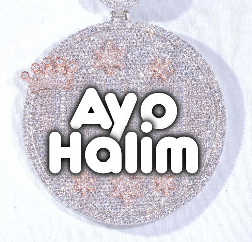 CUSTOM LETTER NECKLACE 3D BIG CROWN DISC