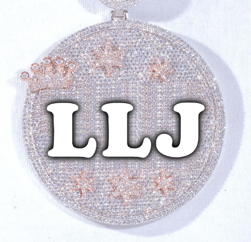 CUSTOM LETTER NECKLACE 3D BIG CROWN DISC