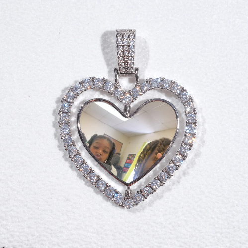3D Spinning 2-Faced Heart Custom Picture Pendant