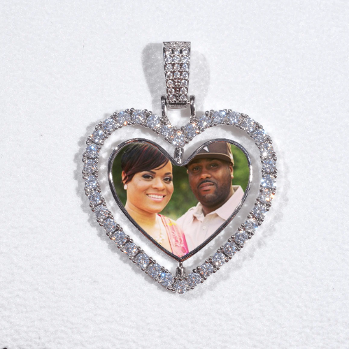 3D Spinning 2-Faced Heart Custom Picture Pendant