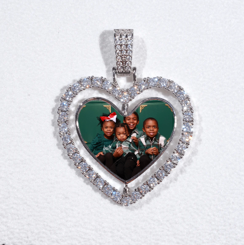 3D Spinning 2-Faced Heart Custom Picture Pendant