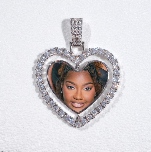 3D Spinning 2-Faced Heart Custom Picture Pendant