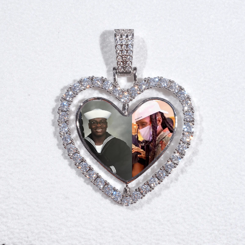 3D Spinning 2-Faced Heart Custom Picture Pendant