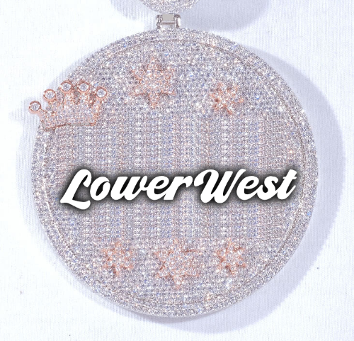 CUSTOM LETTER NECKLACE 3D BIG CROWN DISC