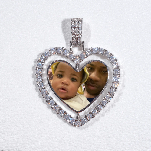 3D Spinning 2-Faced Heart Custom Picture Pendant