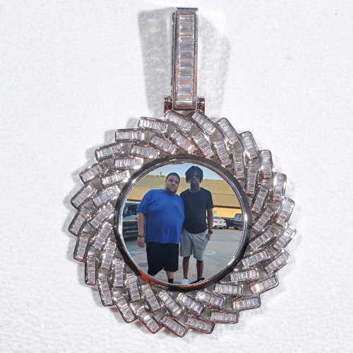 Large 3D Baguette Custom Picture Pendant
