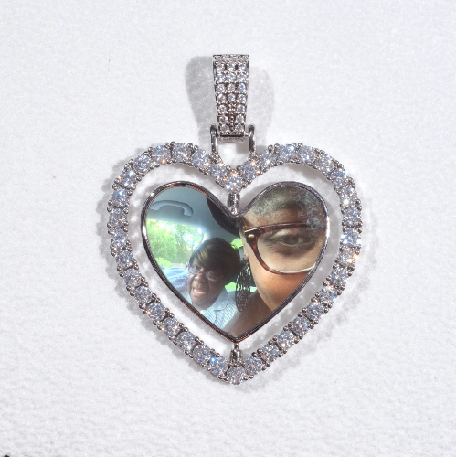 3D Spinning 2-Faced Heart Custom Picture Pendant