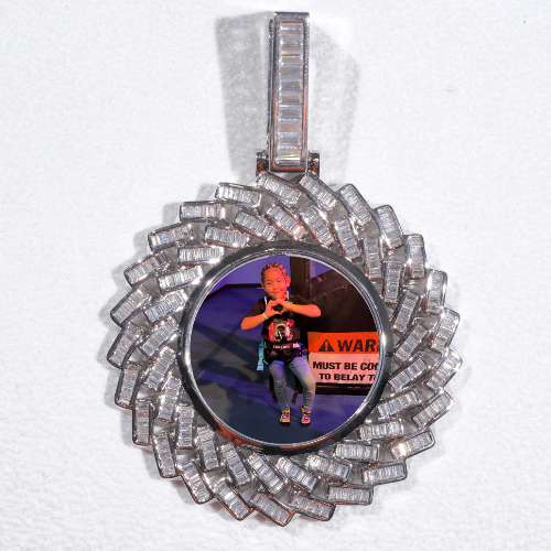 Large 3D Baguette Custom Picture Pendant