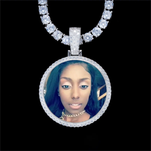 925S & VVS Moissanite 3D Circle Custom Picture Pendant