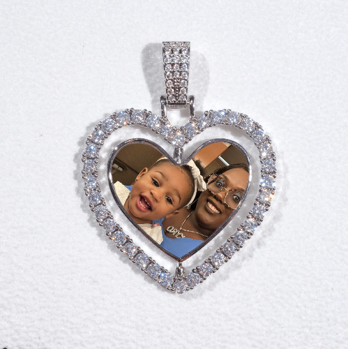 3D Spinning 2-Faced Heart Custom Picture Pendant