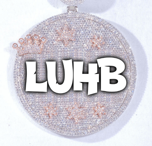 CUSTOM LETTER NECKLACE 3D BIG CROWN DISC