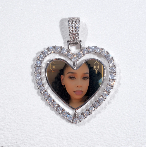 3D Spinning 2-Faced Heart Custom Picture Pendant