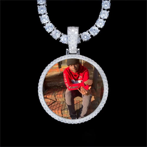 925S & VVS Moissanite 3D Circle Custom Picture Pendant