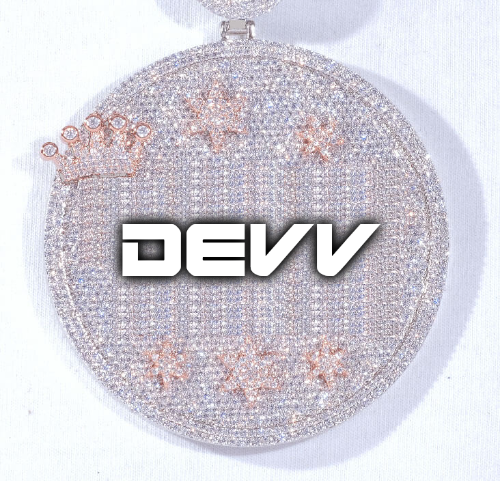 CUSTOM LETTER NECKLACE 3D BIG CROWN DISC