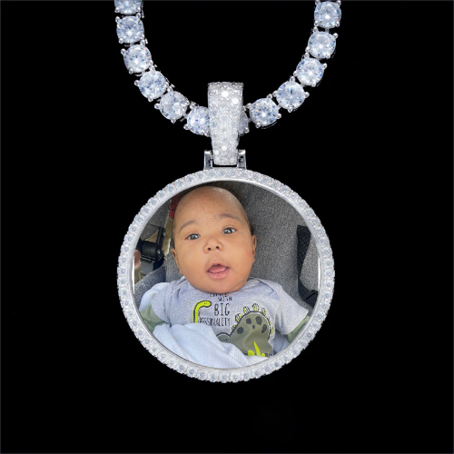 925S & VVS Moissanite 3D Circle Custom Picture Pendant