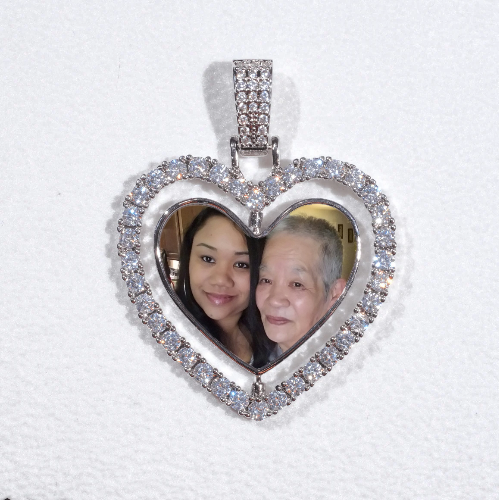3D Spinning 2-Faced Heart Custom Picture Pendant