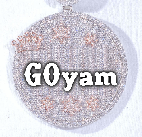 CUSTOM LETTER NECKLACE 3D BIG CROWN DISC