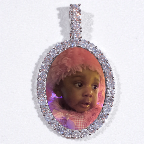 Large 3D Oval Custom Picture Pendant