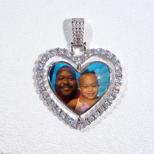 3D Spinning 2-Faced Heart Custom Picture Pendant
