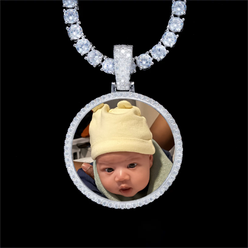 925S & VVS Moissanite 3D Circle Custom Picture Pendant