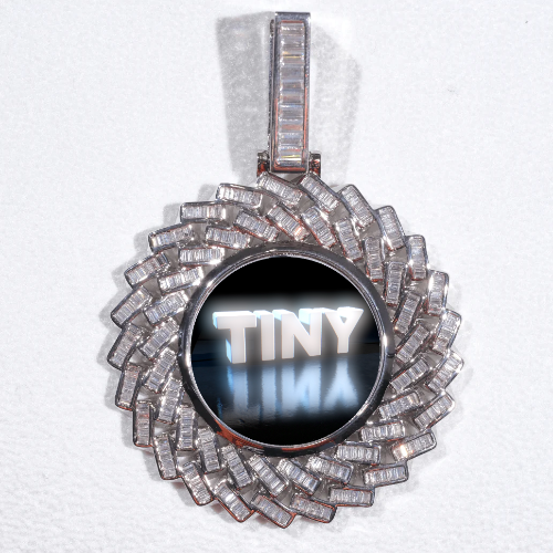 Large 3D Baguette Custom Picture Pendant