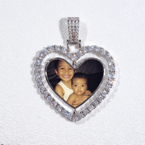 3D Spinning 2-Faced Heart Custom Picture Pendant