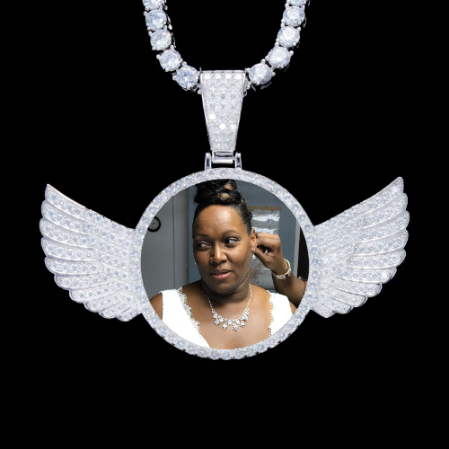 925S & VVS Moissanite 3D Wing Custom Picture Pendant