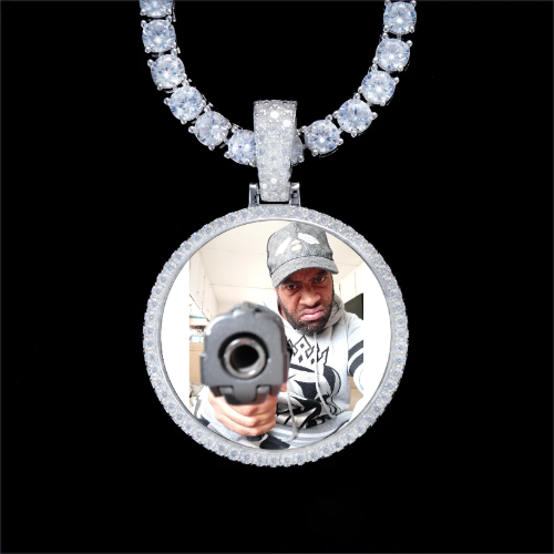 925S & VVS Moissanite 3D Circle Custom Picture Pendant