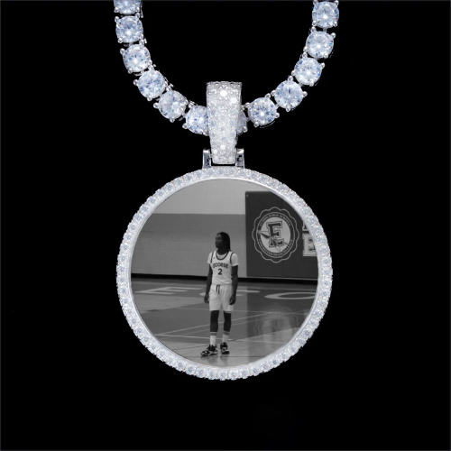925S & VVS Moissanite 3D Circle Custom Picture Pendant