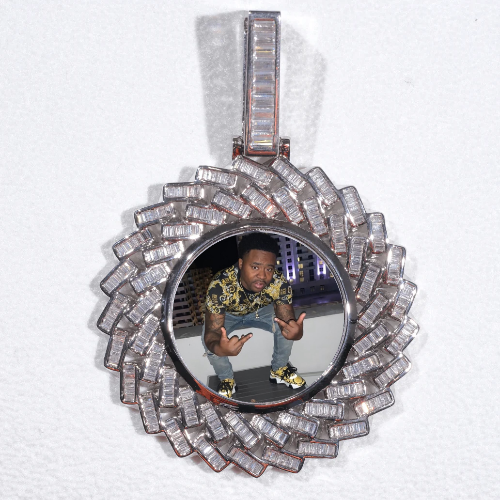 Large 3D Baguette Custom Picture Pendant