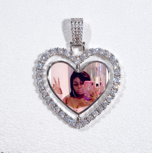 3D Spinning 2-Faced Heart Custom Picture Pendant