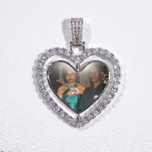 3D Spinning 2-Faced Heart Custom Picture Pendant