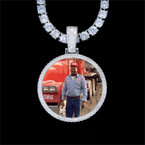 925S & VVS Moissanite 3D Circle Custom Picture Pendant