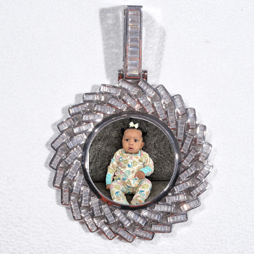 Large 3D Baguette Custom Picture Pendant