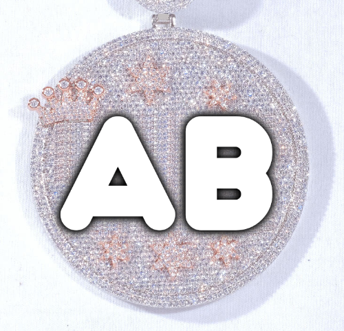 CUSTOM LETTER NECKLACE 3D BIG CROWN DISC
