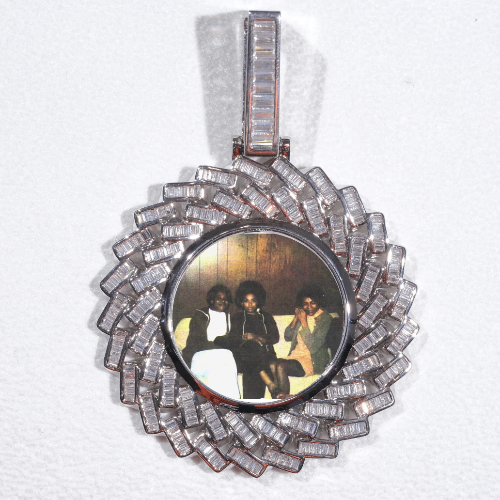 Large 3D Baguette Custom Picture Pendant