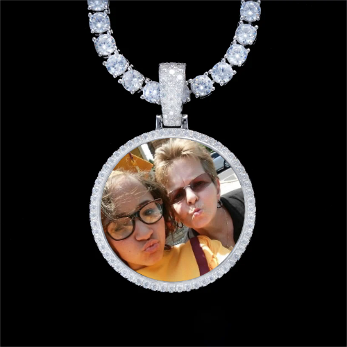 925S & VVS Moissanite 3D Circle Custom Picture Pendant