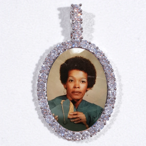 Large 3D Oval Custom Picture Pendant