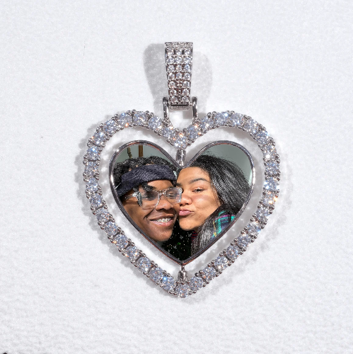 3D Spinning 2-Faced Heart Custom Picture Pendant