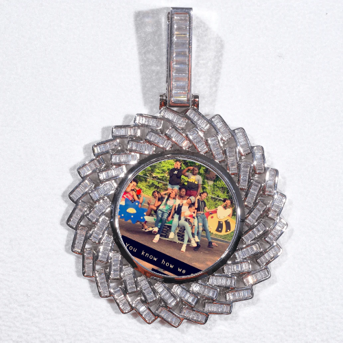 Large 3D Baguette Custom Picture Pendant