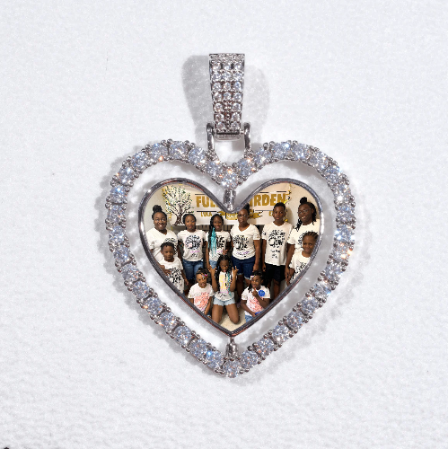 3D Spinning 2-Faced Heart Custom Picture Pendant