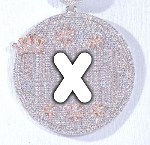 CUSTOM LETTER NECKLACE 3D BIG CROWN DISC