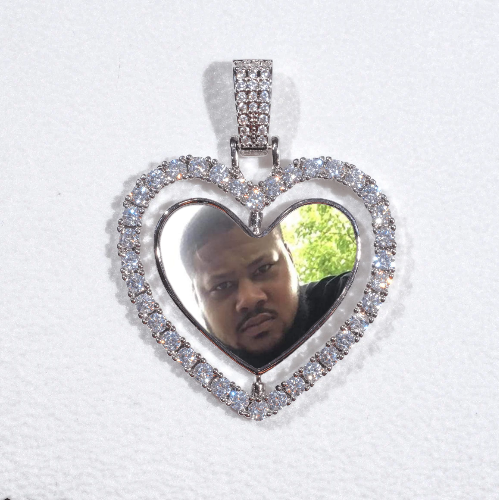 3D Spinning 2-Faced Heart Custom Picture Pendant