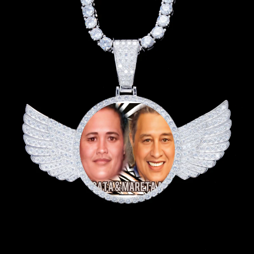 925S & VVS Moissanite 3D Wing Custom Picture Pendant