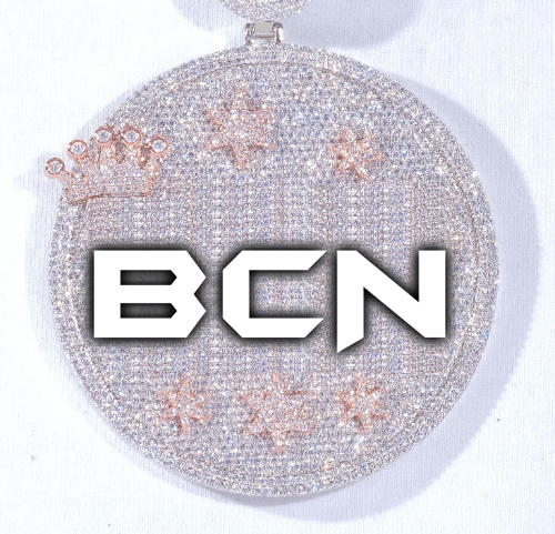 CUSTOM LETTER NECKLACE 3D BIG CROWN DISC