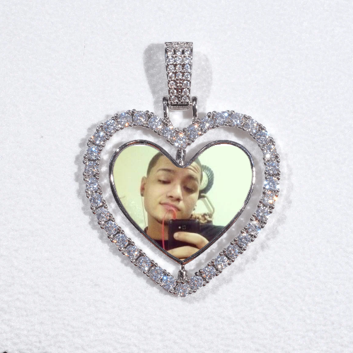 3D Spinning 2-Faced Heart Custom Picture Pendant