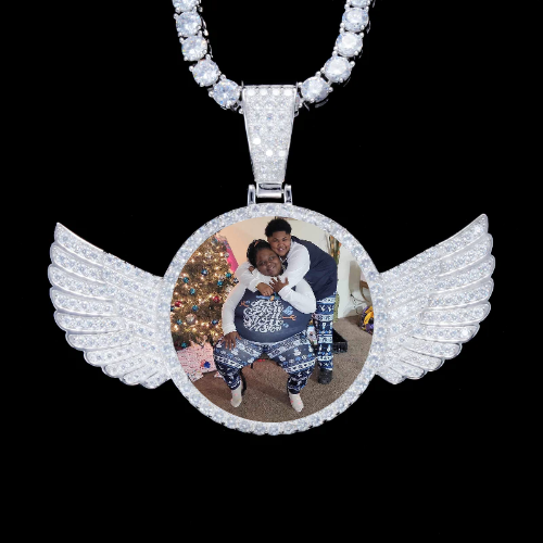 925S & VVS Moissanite 3D Wing Custom Picture Pendant