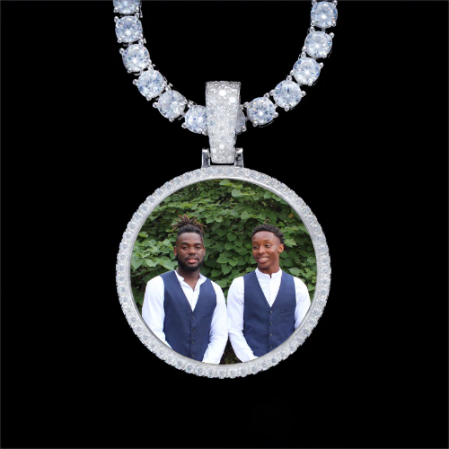 925S & VVS Moissanite 3D Circle Custom Picture Pendant