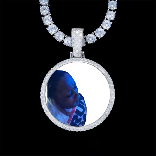 925S & VVS Moissanite 3D Circle Custom Picture Pendant